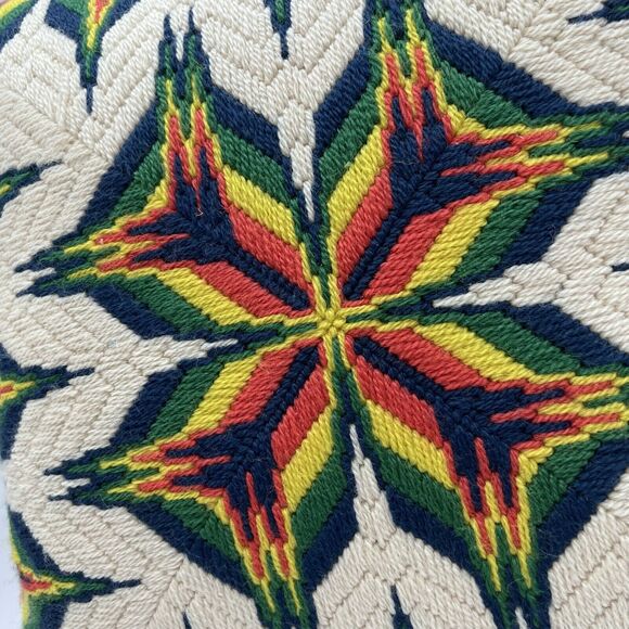 Vtg Geometric Retro Rainbow Star Needlepoint Throw Pillow 1970s 13" - Picture 2 of 5